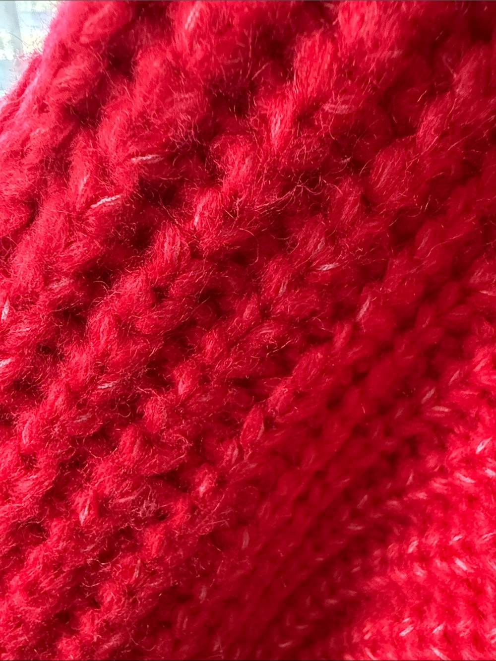 Bright Red Ribbed V-Neck Button Cardigan - Picture 5 of 5